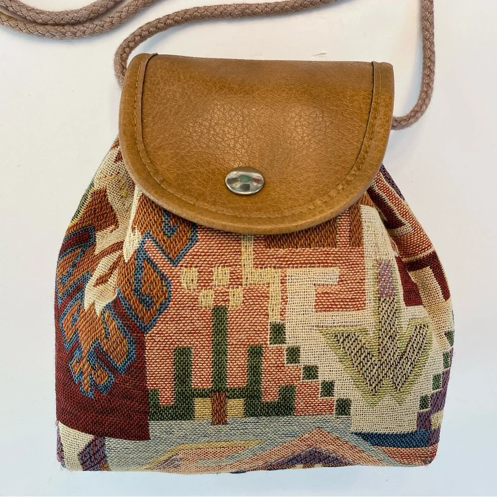 Boho Native American Aztec Weaved Mini Bag Purse Festive Micro Boho Crossbody - Picture 2 of 12